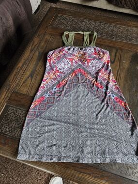 Olive-Strap Multicolor Patterned Women's Dress